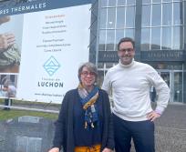 Sandrine Tourillon, nouvelle directrice des Thermes de Luchon et Maxime Vilgrain, président du Arenadour. (Photo Arenadour)