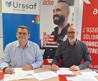 Jean Dokhelar, directeur de l’Urssaf Midi-Pyrénées et Christophe Nicaud, directeur de l’Adie Occitanie. (Photo Adie)