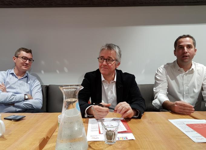 François Cantinaud,pdt de Toulouse Logistique Urbaine, Alain Baret, DG d'Urby Toulouse, Olivier Garrigou, DG du groupe Midica