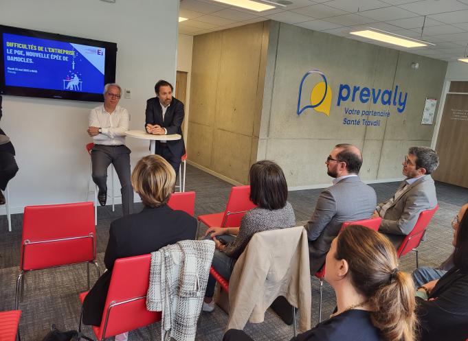 Une vingtaine de personnes ont assisté à la conférence sur le PGE dans les locaux de Prévaly, à Toulouse. (Photo : Dorian Alinaghi Entreprises Occitanie)