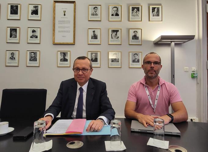 Pierre-André Durand, préfet de la Haute-Garonne, et Christophe Fleury, délégué à la sécurité numérique en région Occitanie. (Photo Dorian Alinaghi - Entreprises Occitanie)