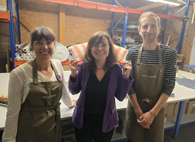 La Région Occitanie avec sa présidente, Carole Delga (au milieu), a accompagné cette entreprise créée il y a cinq ans à travers une aide de 12 000 euros. (Photo : Dorian Alinaghi - Entreprises Occitanie)