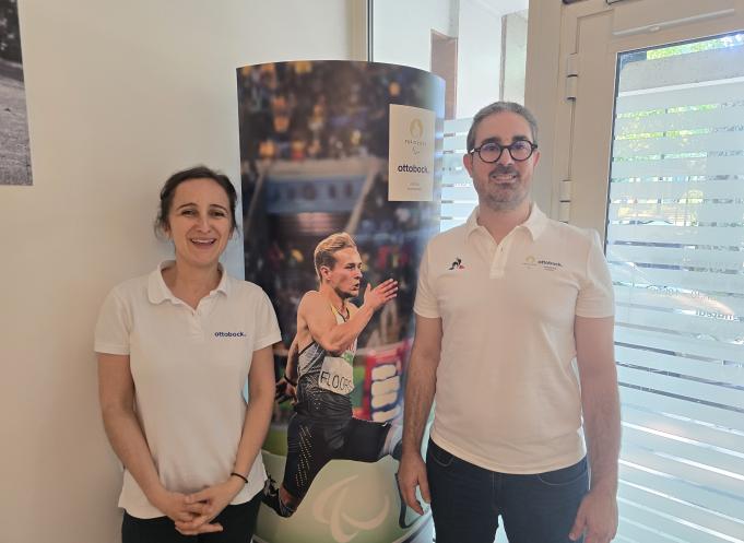 Pauline Seniow, orthoprothésiste, et Sylvain Consentino, responsable de l'agence Ottobock de Toulouse. (Photo : Dorian Alinaghi - Entreprises Occitanie)
