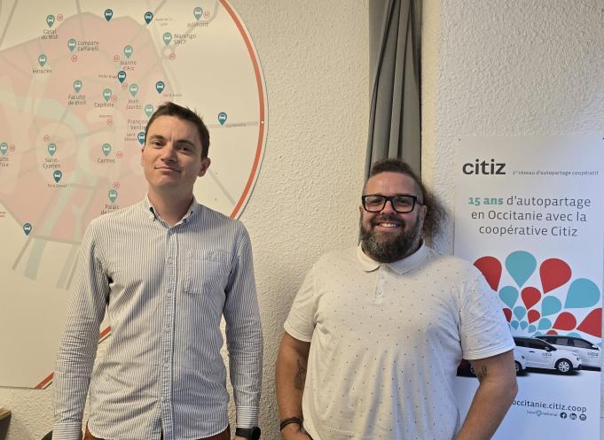 "Chaque année, Citiz Toulouse connaît une croissance de 30 %", souligne Alexandre Jouaville (à droite), directeur général de Citiz Occitanie. (Photo : Dorian Alinaghi Entreprises Occitanie)