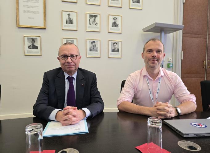 Pierre-André Durand, préfet de la Haute-Garonne, et Christophe Fleury, délégué à la sécurité numérique en région Occitanie. (Photo Dorian Alinaghi - Entreprises Occitanie)
