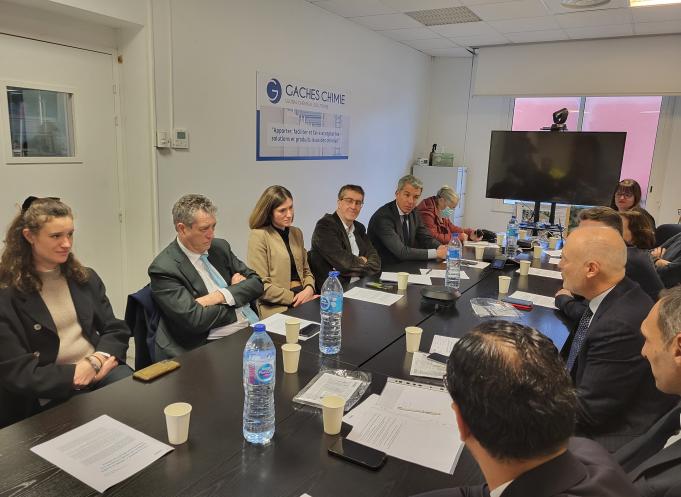  Renaud Dutreil, ancien ministre et créateur des Pactes Dutreil, en visite à Gaches Chimie. (Photo Dorian Alinaghi Entreprises Occitanie)