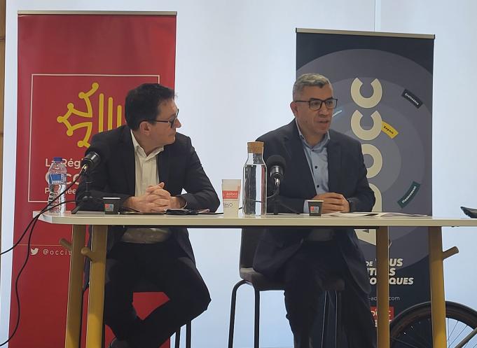 Nicolas Schaeffer, directeur de l’agence Ad’Occ et Jalil Benabdillah, vice-président de la Région Occitanie. (Photo Dorian Alinaghi Entreprises Occitanie)