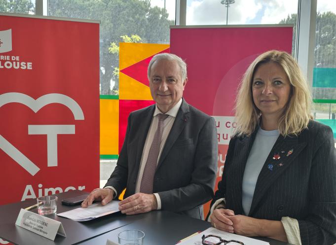 Jean-Luc Moudenc, maire de Toulouse et président de Toulouse Métropole et Isabelle Ferrer, adjointe au maire en charge de l’emploi et de l'insertion. (Photo Dorian Alinaghi Entreprises Occitanie)
