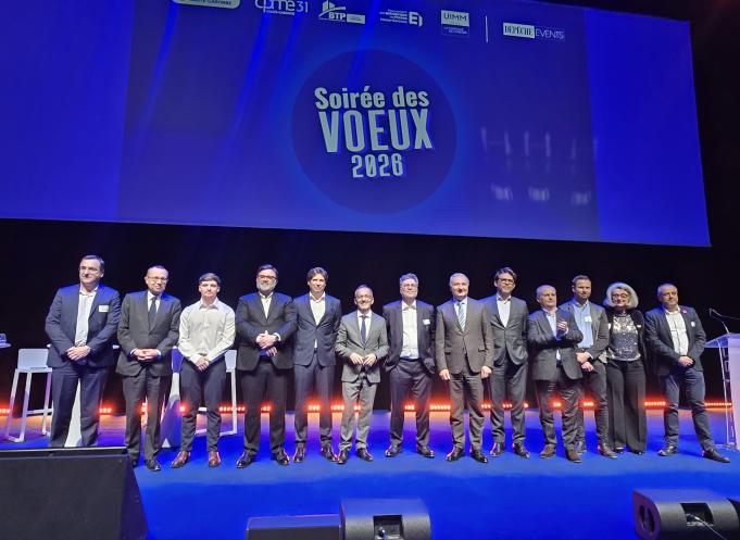 Soirée des Vœux des Forces Économiques 2026 au MEETT à Toulouse : autour des organisateurs — CCI Toulouse Haute-Garonne, Medef Haute-Garonne, CPME 31, FBTP 31, UIMM Occitanie et le Groupe La Dépêche du Midi — les élus, institutions, partenaires et acteurs économiques réunis pour un temps fort placé sous le signe de la stabilité, de l’investissement et de la confiance. (Photo Dorian Alinaghi)