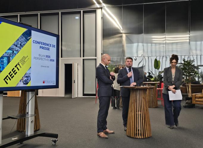 De gauche à droite : Florent Dautriche, directeur commercial de Toulouse Events, Olivier Chanelle, directeur général et Sophie Caro, responsable marketing et communication. (Photo Dorian Alinaghi) 