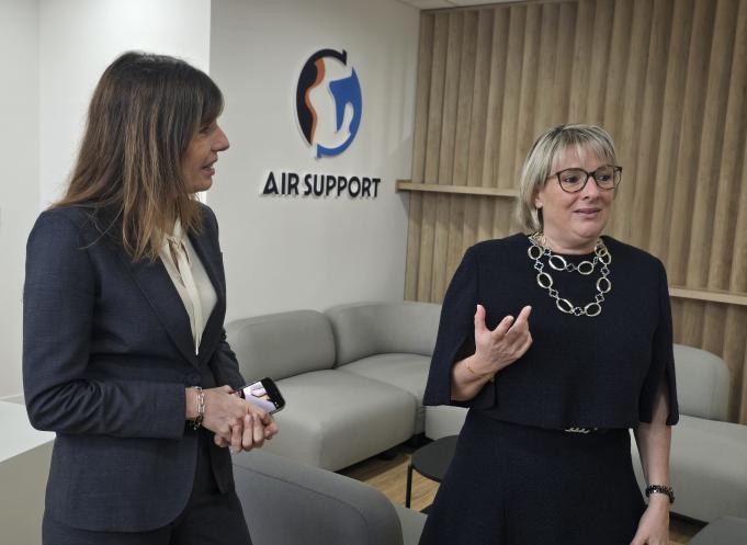 Karine Meininger, directrice régionale de France Travail Occitanie et Sabine Tertre, présidente du groupe Air Support. (Photo Dorian Alinaghi)