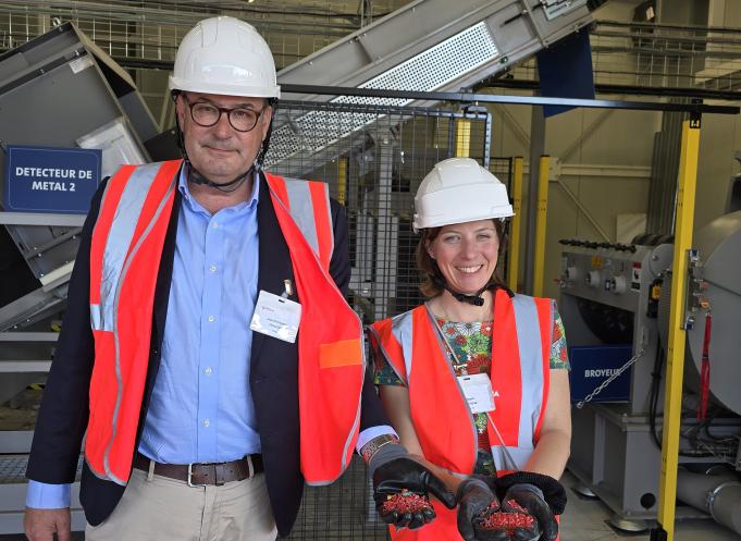 Jean-Christophe Poultier, directeur du territoire Sud-Ouest des Services aux Entreprises de Veolia et Magali Duchene, directrice d’agence Veolia. (Photo Dorian Alinaghi)