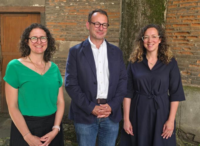 Pauline Raffaitain, responsable affaires publiques & réglementaires chez Ecocert, Philippe Thomazo, directeur général d'Ecocert et Cécile Caminel, responsable marketing et communication externe chez Ecocert. (Photo Dorian Alinaghi)