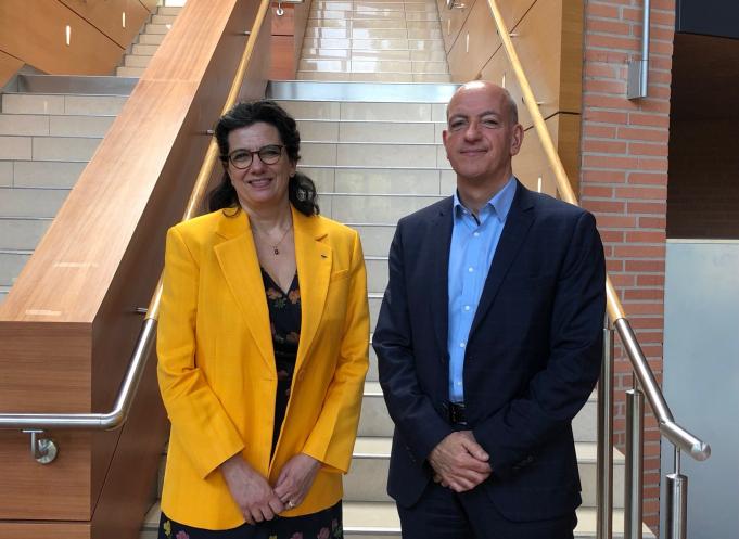 Catherine Mallet, présidente du conseil d'administration de la Banque Populaire Occitanie et Christophe Bosson, directeur général. 