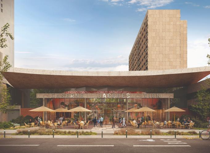 La Caserne Jacques Vion, figure emblématique du brutalisme toulousain, entame sa transformation en un lieu de vie ouvert mêlant habitat, travail et culture. (Photo Vinci Immobilier)