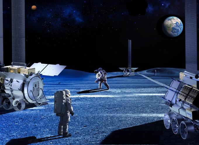 Le module MPH imaginé par Thales Alenia Space, ici en conception préliminaire, servira d’habitat pressurisé sur la Lune pour les missions Artemis. Son lancement est prévu en 2033 depuis la base de la NASA en Floride. (Photo Thales Alenia Space) 