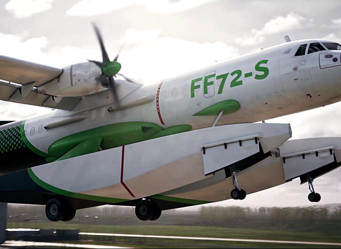 Dérivé de l’ATR 72, ce futur bombardier d’eau amphibie pourra embarquer 8 000 litres d’eau et les écoper en seulement 12 secondes. Premiers essais en 2027, entrée en service annoncée pour la saison des feux 2029. (Photo Positive Aviation)