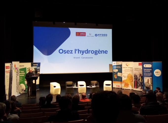 La plénière “L’hydrogène, une filière d’avenir pour les entreprises d’Occitanie” a été animée par Bertrand Chauvet, président de Seiya Consulting, jeudi 18 avril 2024. (Photo : AD'OCC)