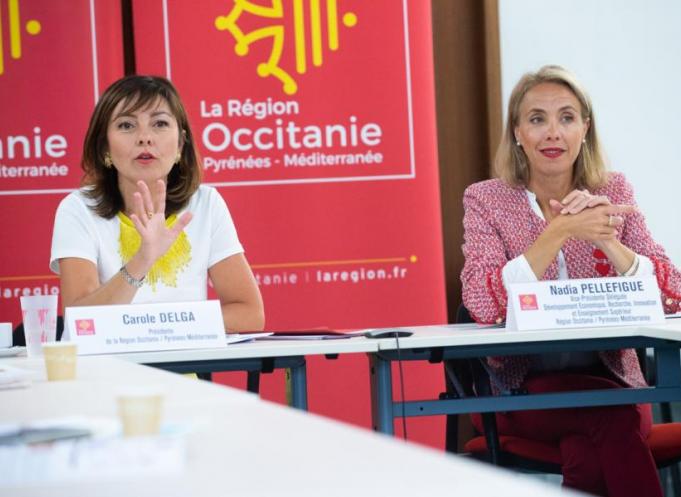 Madame Carole Delgas Présidente de la Région Occitanie et Madame Nadia Pellefigue Vice-Présidente de la Région Occitanie  Crédit : Grimault Emmanuel – Région Occitanie.