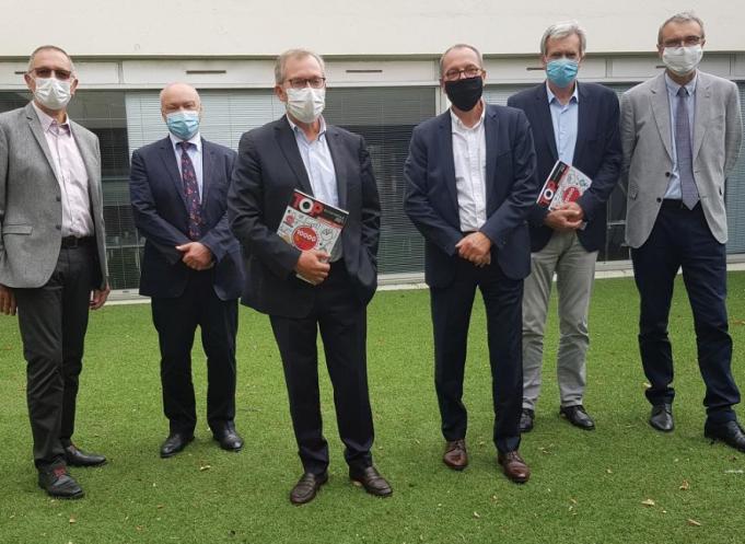 Denis Lafon (CDC), Luc Marta de Andrade (Syntec numérique) Pierre-Marie Hanquiez (Medef 31), Philippe Frey (Syntec ingénierie), Emile Noyer (FFBTP 31), Bruno Bergoend (UIMM Occitanie).
