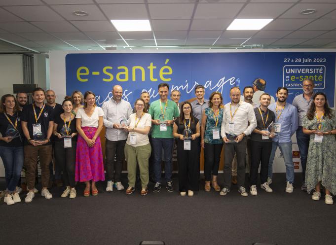 Voici les lauréats 2023 des Trophées de la e-santé, dans le Tarn. (Photo : Technopole Castres-Mazamet/Laurent Frezouls)