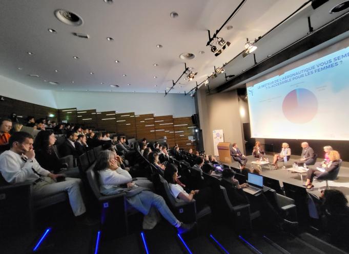 La première édition de SkyTalks s'est déroulée à l'Enac de Toulouse, jeudi 16 mars 2023. (Photo : Anthony Assémat - Entreprises Occitanie)