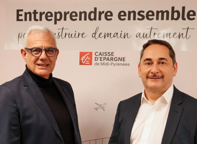 Alain Di Crescenzo, président du conseil d'orientation et de surveillance de la Caisse d'Epargne Midi-Pyrénées et Christophe Le Pape, président du directoire de la Caisse d'Epargne Midi-Pyrénées. (Photo Caisse d'Epargne Midi-Pyrénées)