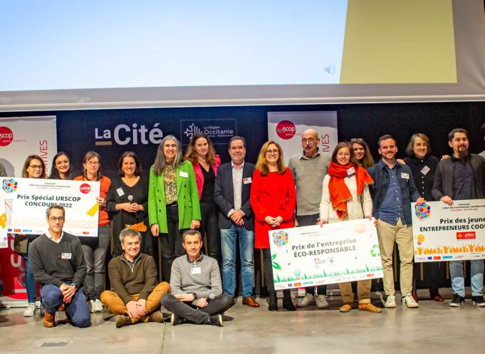 Voici les lauréats du concours de création d'entreprises coopératives, organisé par l'URSCOP Occitanie Pyrénées. (Photo : Urscop)