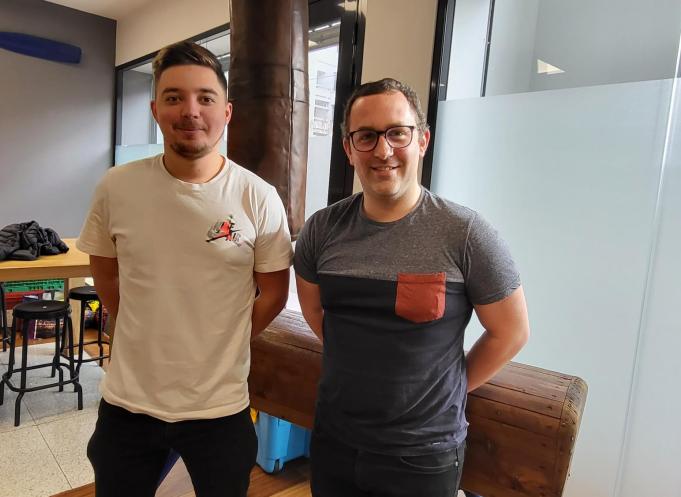 Noé Raux, chargé de communication au Toulouse Université Club (TUC), et Benoît Maury, le directeur du TUC. (Photo : Anthony Assémat - Entreprises Occitanie)