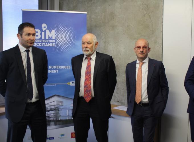 Frédéric Carré, président de la FFBTP 31, Pierre Trautmann de Toulouse Métropole et Thierry Dumas, pdt de la FFB Occitanie