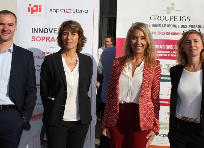 Sébastien Leforestier, Sopra Steria, Heide Mathieu, directrice de l'IGS, Nadia Pellefigue, vice-présidente du Conseil régional, Christelle Boudet, directrice de l'IPI