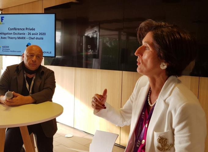 Thierry Marx et Sophie Garcia, présidente du Medef Occitanie.