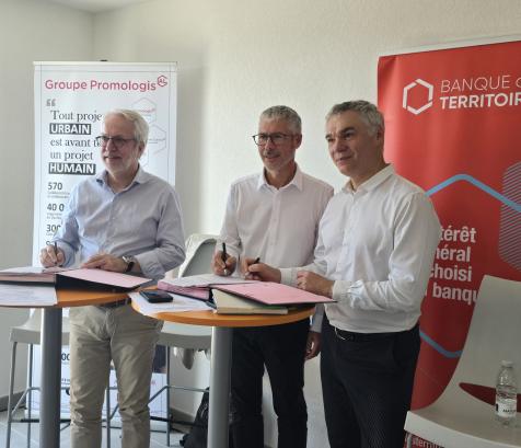  Philippe Wallaert, président de Promologis, Philippe Pacheu, directeur général et Olivier Livrozet, directeur territorial de la Banque des territoires. (Photo Dorian Alinaghi Entreprises Occitanie)