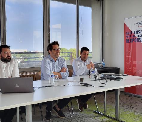 De gauche à droite : Boris Restier, directeur générale du Medef Haute-Garonne, Pierre-Olivier Nau, le président et Thomas Fantini, le vice-président. (Photo Dorian Alinaghi Entreprises Occitanie)