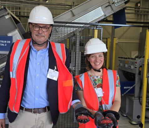 Jean-Christophe Poultier, directeur du territoire Sud-Ouest des Services aux Entreprises de Veolia et Magali Duchene, directrice d’agence Veolia. (Photo Dorian Alinaghi)