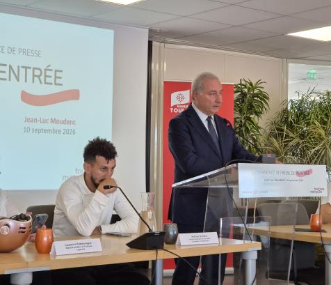 Jean-Luc Moudenc, maire de Toulouse et président de Toulouse Métropole, lors de la conférence de presse. (Photo Dorian Alinaghi)