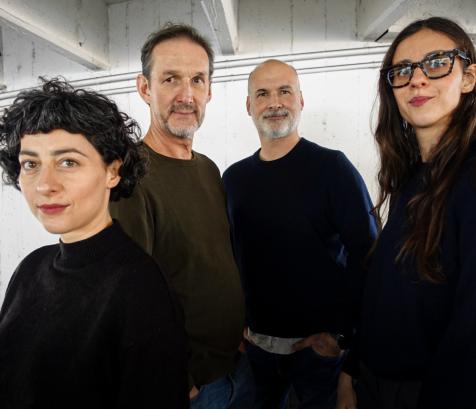 De gauche à droite: Teiko Mgaloblishvili, fondatrice/directrice des stratégies,  Pierre-Yves Demarcq, fondateur/directeur de création, Cédric Morvan, fondateur/directeur artistique et Coralie Duprat, directrice conseil & stratégie globale. (Photo Sang Neuf) 