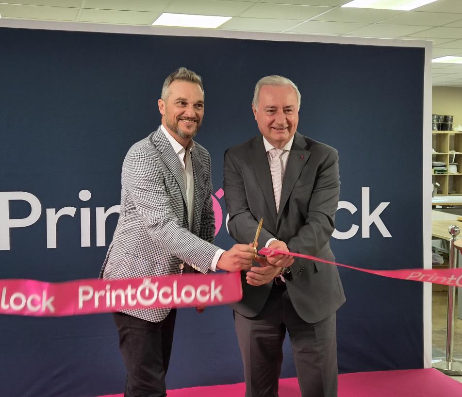 Antoine Roux, président et fondateur de PrintOclock et Jean-Luc Moudenc, maire de Toulouse. (Photo Dorian Alinaghi)