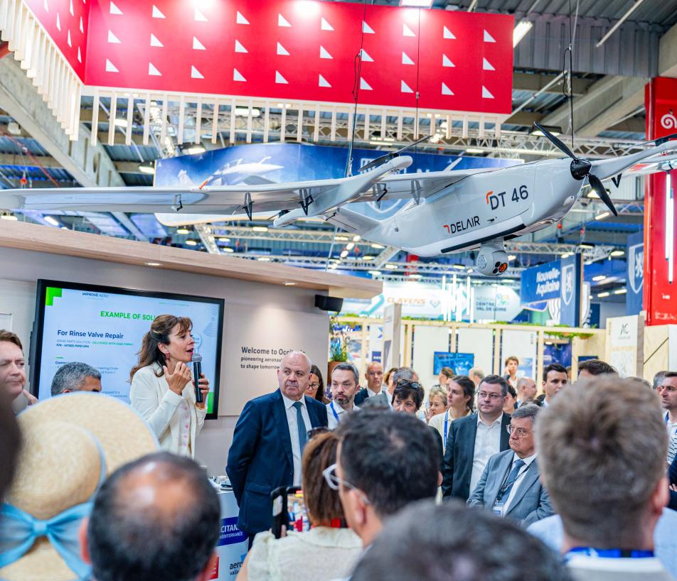 "Première région aéronautique et spatiale d’Europe, l’Occitanie concentre plus de 80 000 emplois dans la filière, des leaders mondiaux, des PME innovantes, des centres de recherche et de formation d’excellence." affirme Carole Delga, présidente de la région Occitanie. (Photo Région Occitanie / Léo Arcangeli)